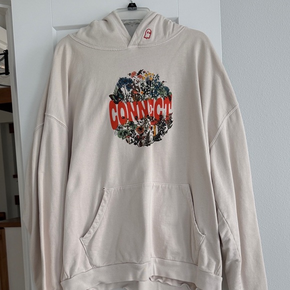 Tops - LONELY GHOST Graphic Hoodie in Light Cream.